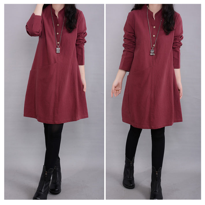 Lily of Valley Skipper Oversized Shirt Dress Casual Long Sleeve Loose Elegant Plain