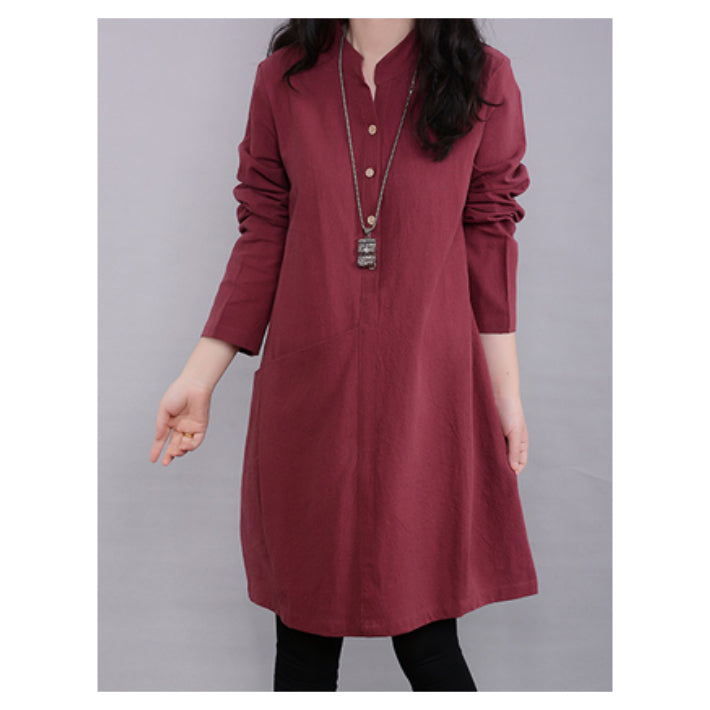 Lily of Valley Skipper Oversized Shirt Dress Casual Long Sleeve Loose Elegant Plain