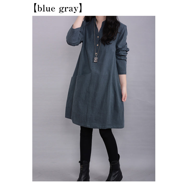 Lily of Valley Skipper Oversized Shirt Dress Casual Long Sleeve Loose Elegant Plain