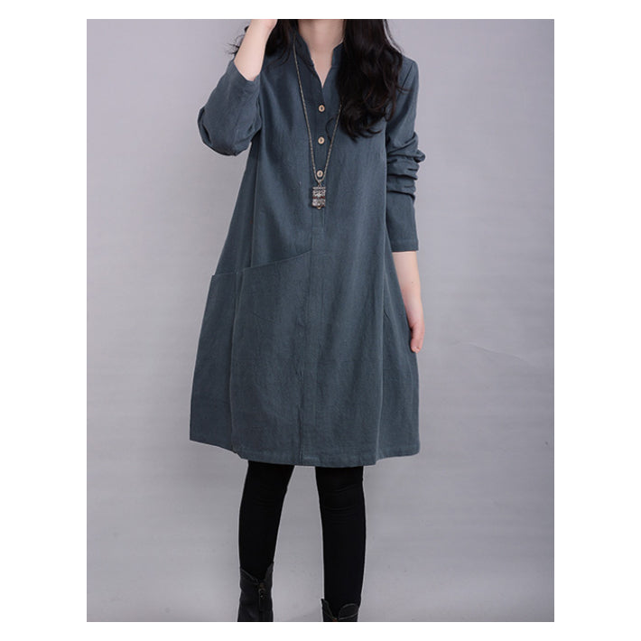 Lily of Valley Skipper Oversized Shirt Dress Casual Long Sleeve Loose Elegant Plain