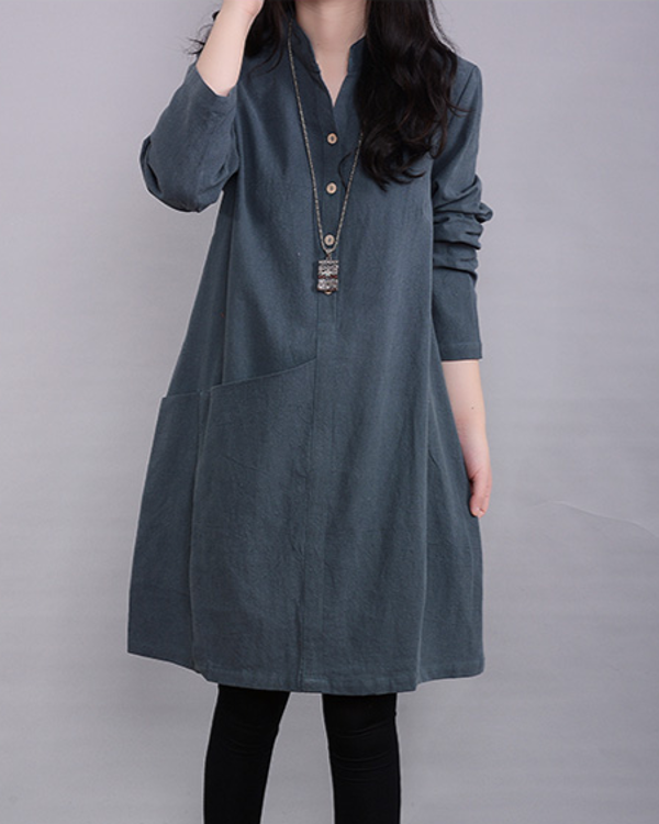 Lily of Valley Skipper Oversized Shirt Dress Casual Long Sleeve Loose Elegant Plain