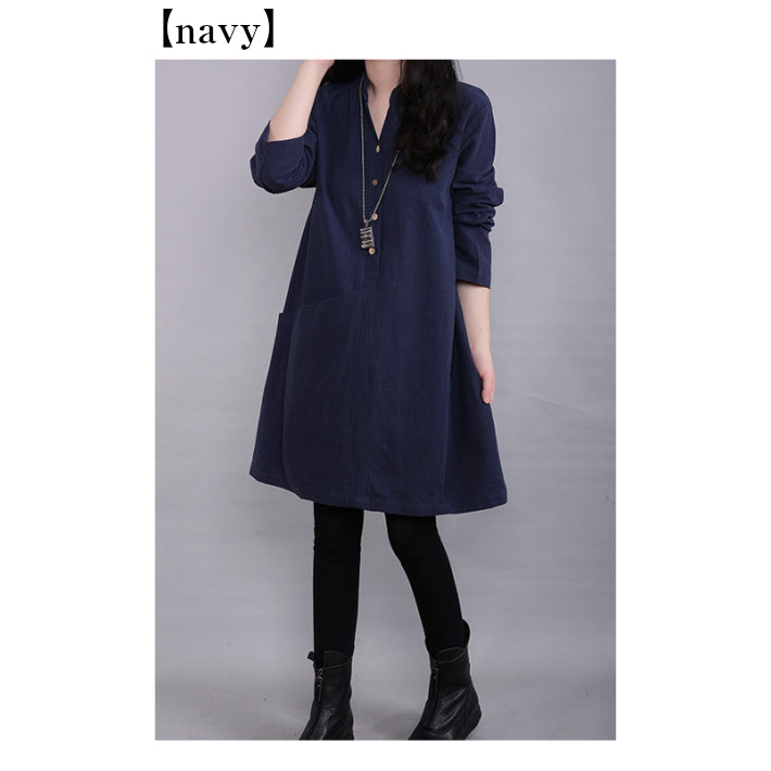 Lily of Valley Skipper Oversized Shirt Dress Casual Long Sleeve Loose Elegant Plain