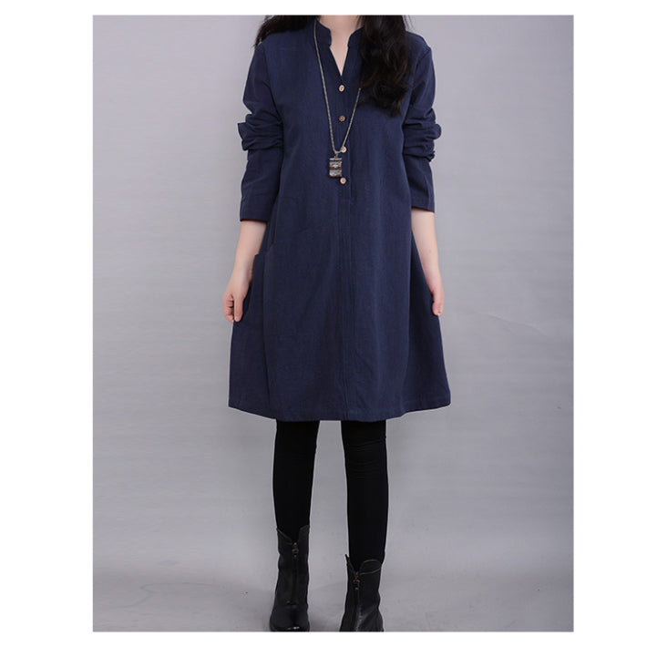 Lily of Valley Skipper Oversized Shirt Dress Casual Long Sleeve Loose Elegant Plain