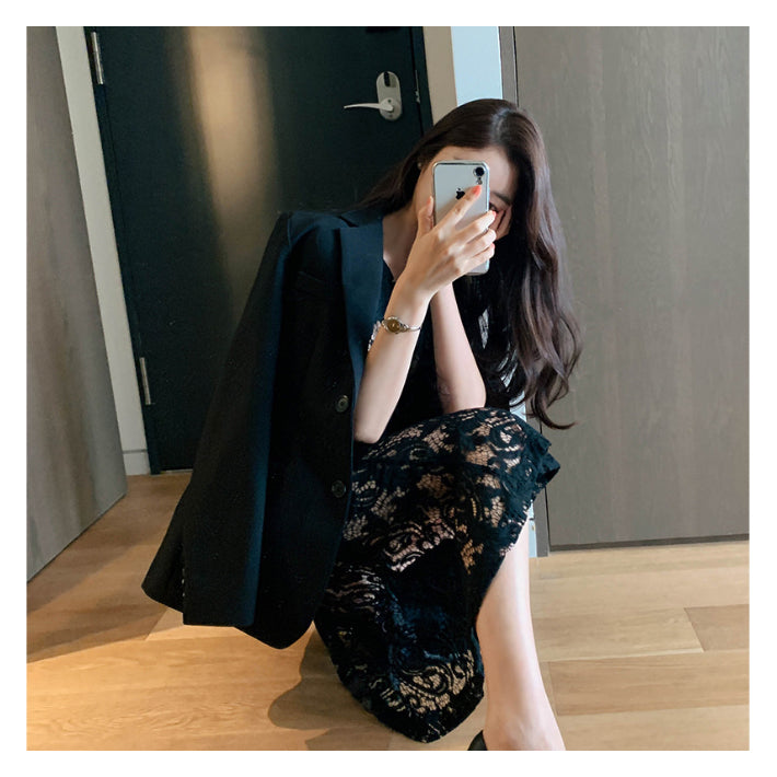 リリーオブバリー Lily of Valley 総レース マーメイド ドレス ワンピース ミディアム丈 結婚式 二次会 清楚 上品 きれいめ (BK) BK