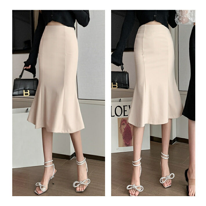 リリーオブバリー Lily of Valley 無地 ストレッチ マーメイド スカート きれいめ 上品 清楚 膝下 ひざ下 ミディ丈