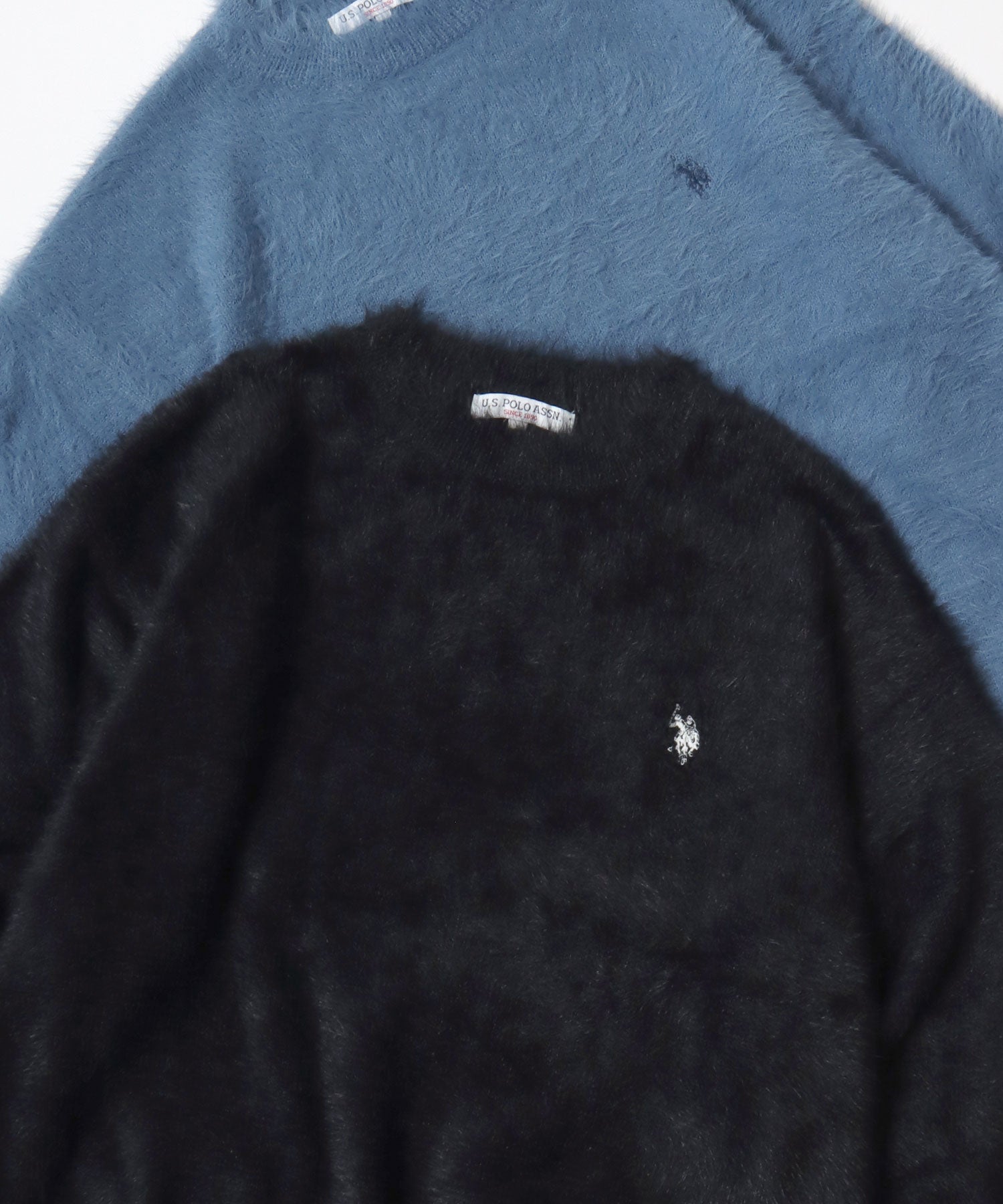 ラザル Lazar U.S.POLO ASSN./USPA ユーエスポロアッスン オーバーサイズ シャギーニット ロゴ ワンポイント刺繍 クルーネック セーター/レディース メンズ (ベージュ) ベージュ