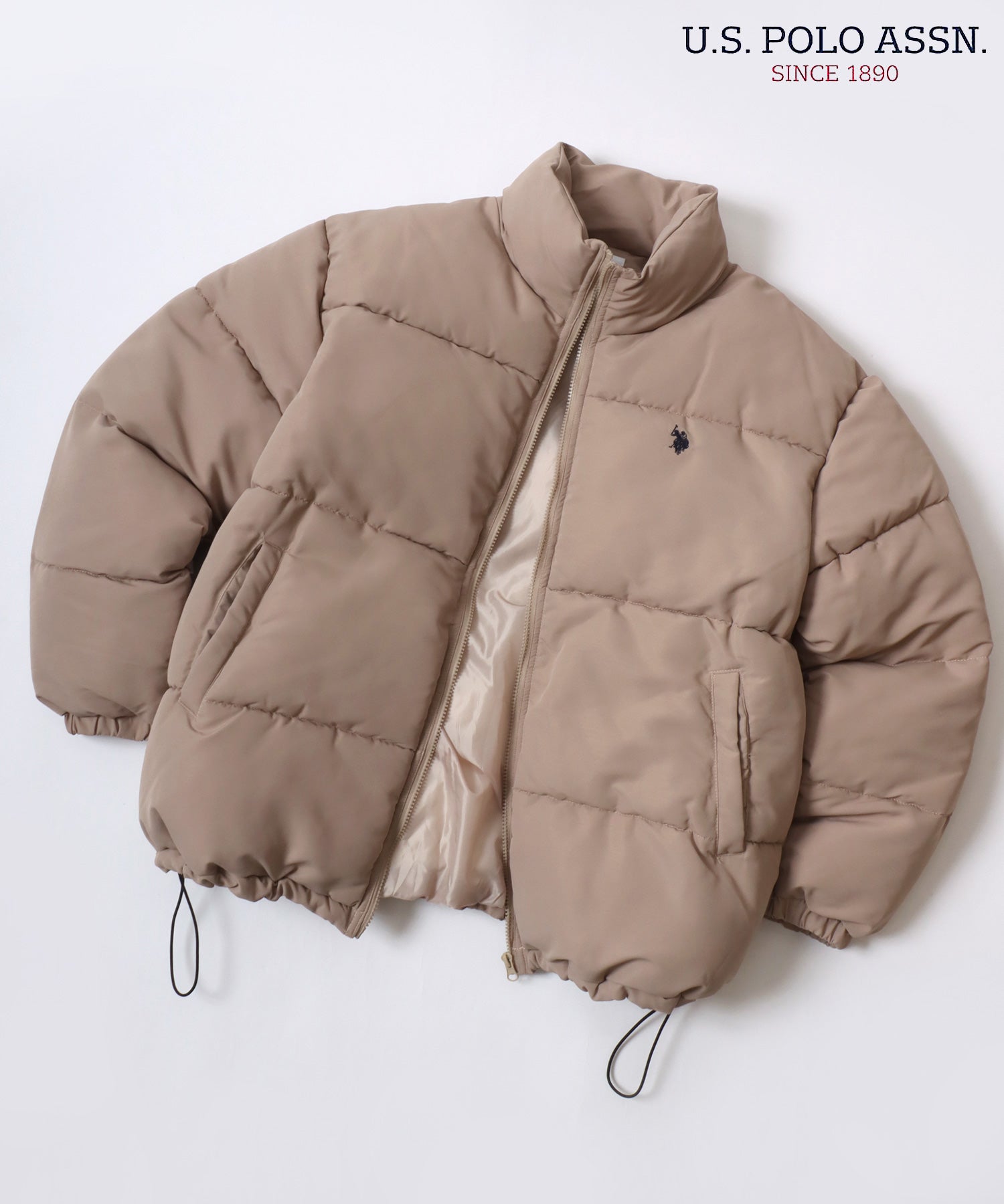 ラザル Lazar U.S.POLO ASSN./USPA ユーエスポロアッスン Padded Jacket/オーバーサイズ 中綿 ファイバーダウン パデッドジャケット/パファージャケット/レディース メンズ (ベージュ) ベージュ