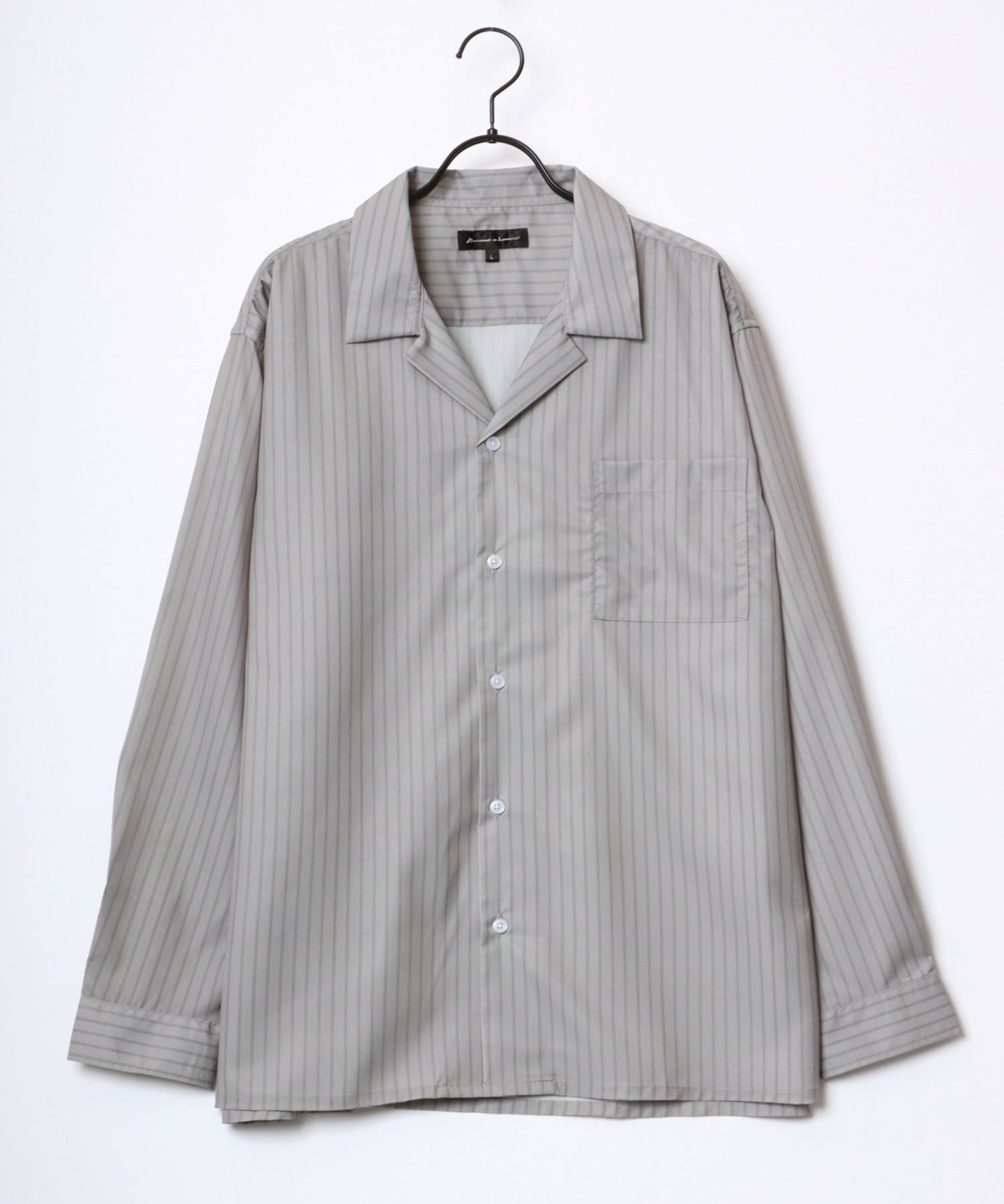 ラザル Lazar 【Lazar】オーバーサイズ ドレープ オープンカラーシャツ/無地/総柄/ストライプ/クレイジーパターン メンズ 長袖 シャツ