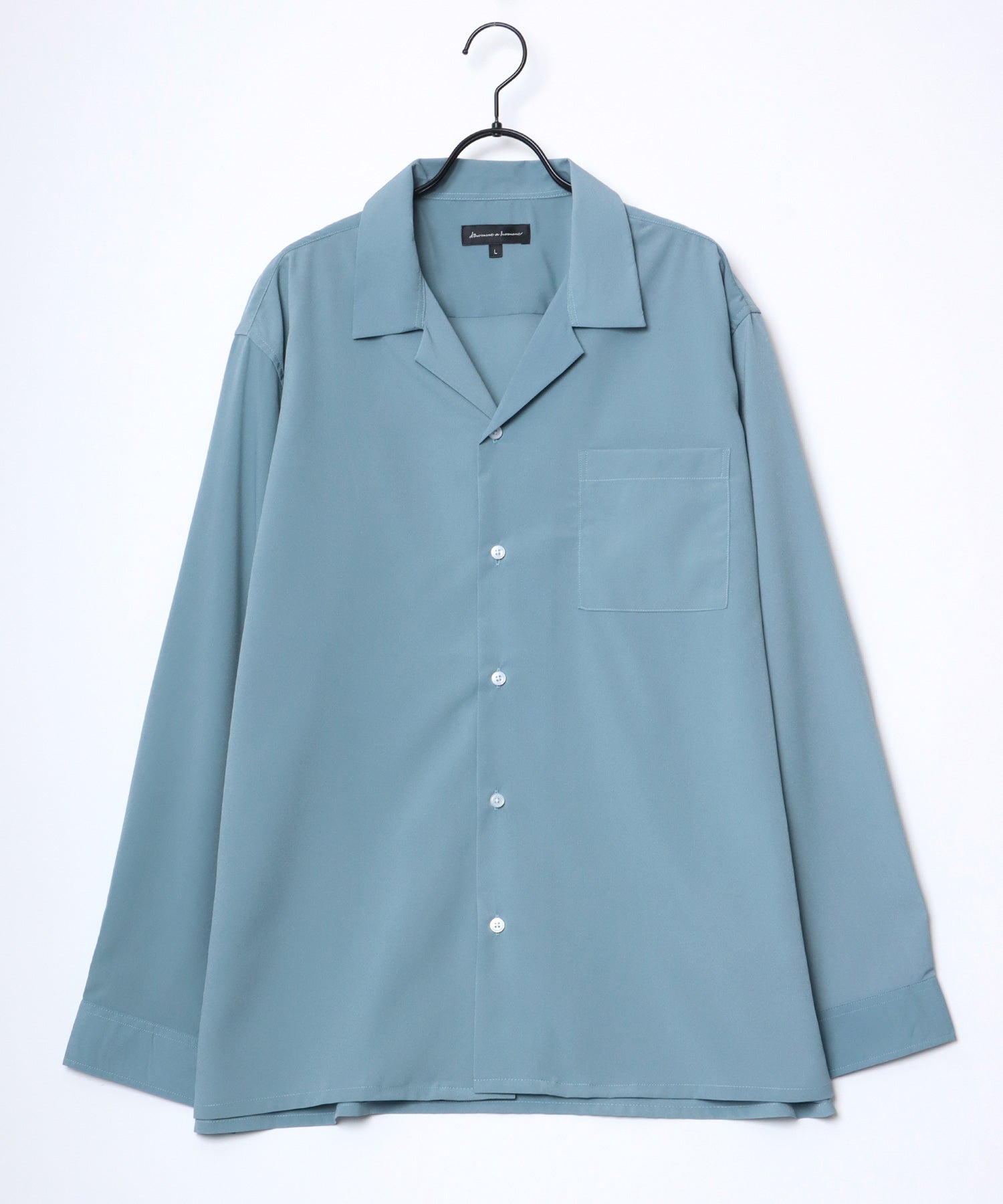 ラザル Lazar 【Lazar】オーバーサイズ ドレープ オープンカラーシャツ/無地/総柄/ストライプ/クレイジーパターン メンズ 長袖 シャツ