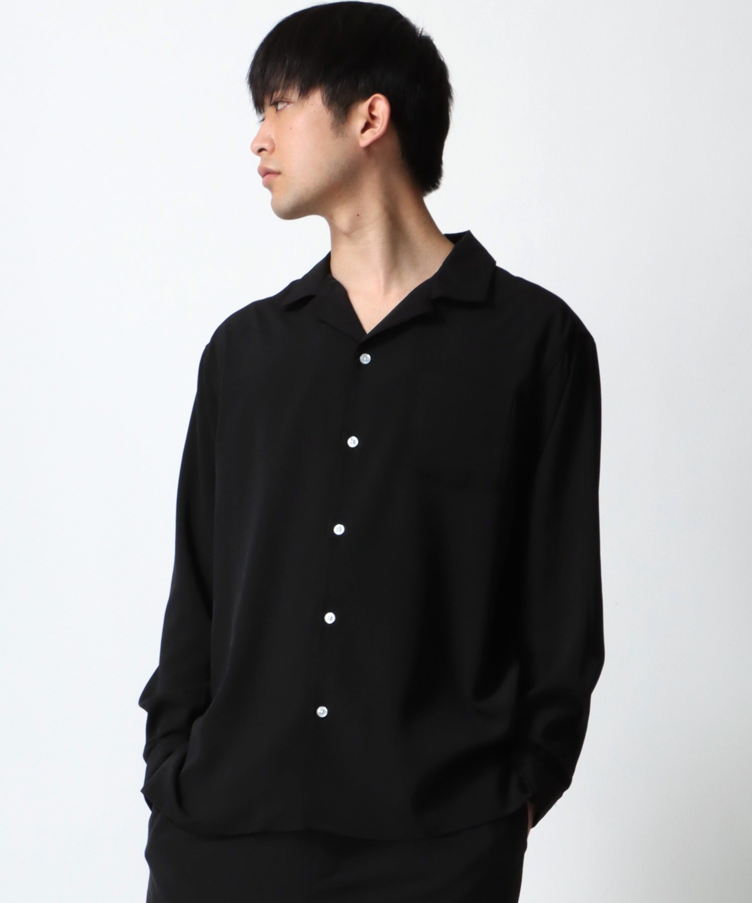 ラザル Lazar 【Lazar】オーバーサイズ ドレープ オープンカラーシャツ/無地/総柄/ストライプ/クレイジーパターン メンズ 長袖 シャツ