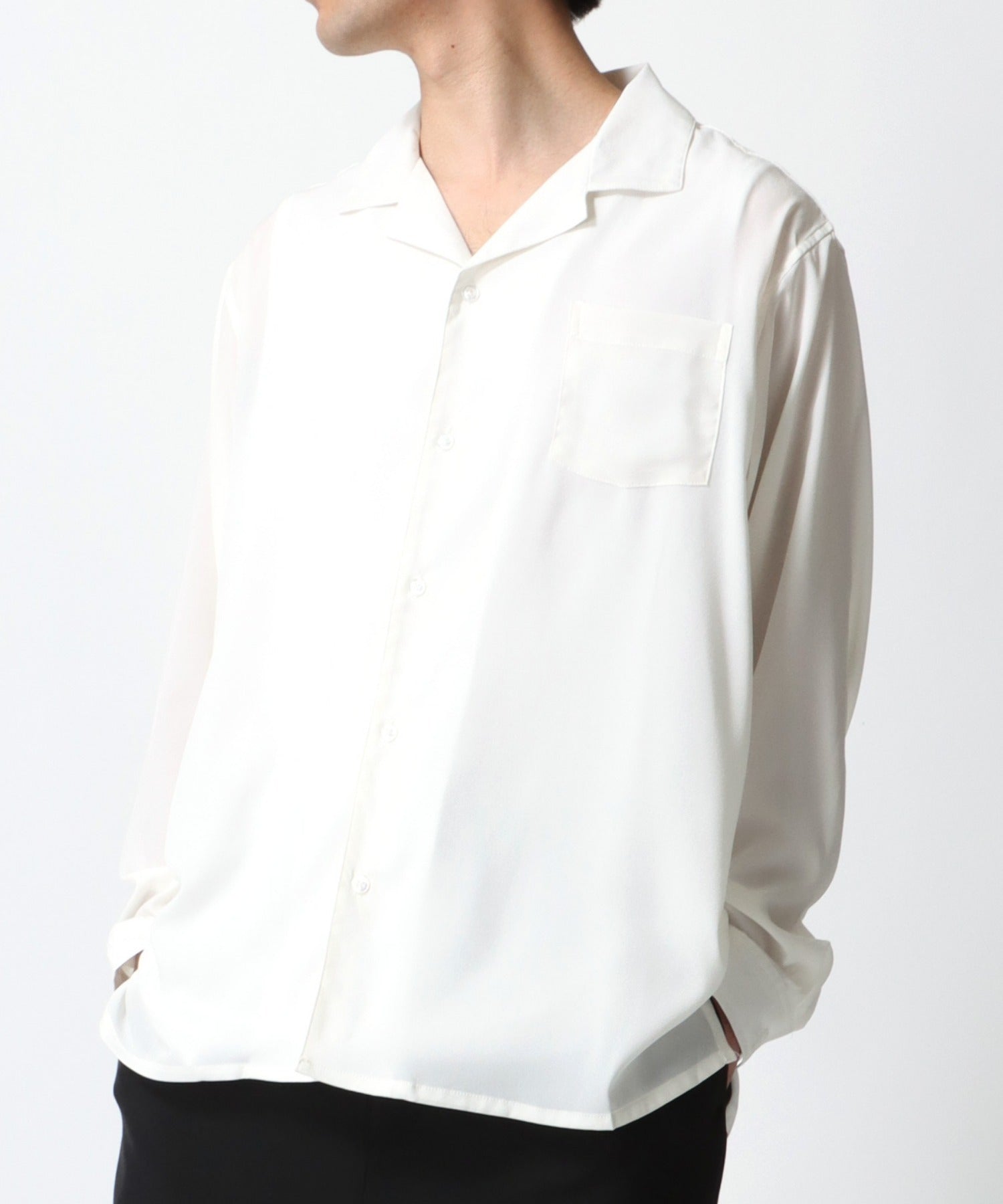 ラザル Lazar 【Lazar】オーバーサイズ ドレープ オープンカラーシャツ/無地/総柄/ストライプ/クレイジーパターン メンズ 長袖 シャツ