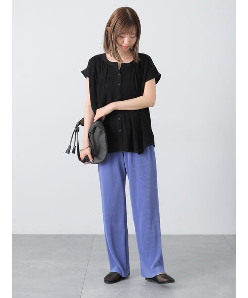 ルノンキュール Lugnoncure 【セルフカット】無地/柄アソートプリーツパンツ (ブルー) ブルー