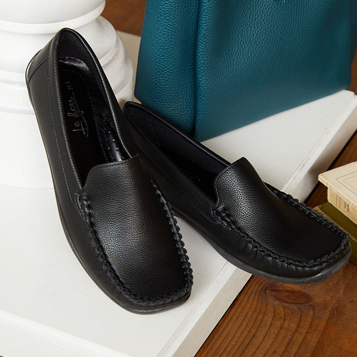 ル ソン Le son レザー調モカシン ドライビングサブリナシューズ (ブラック) ブラック