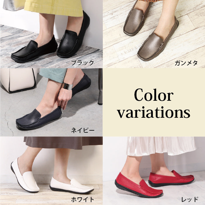 ル ソン Le son レザー調モカシン ドライビングサブリナシューズ (ブラック) ブラック