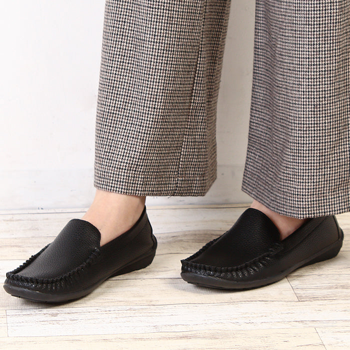 ル ソン Le son レザー調モカシン ドライビングサブリナシューズ (ブラック) ブラック