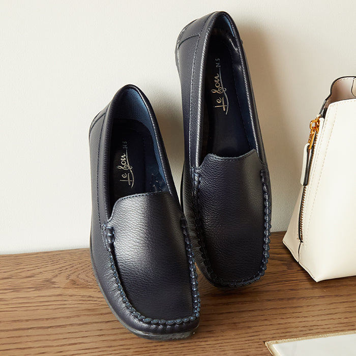 ル ソン Le son レザー調モカシン ドライビングサブリナシューズ (ネイビー) ネイビー