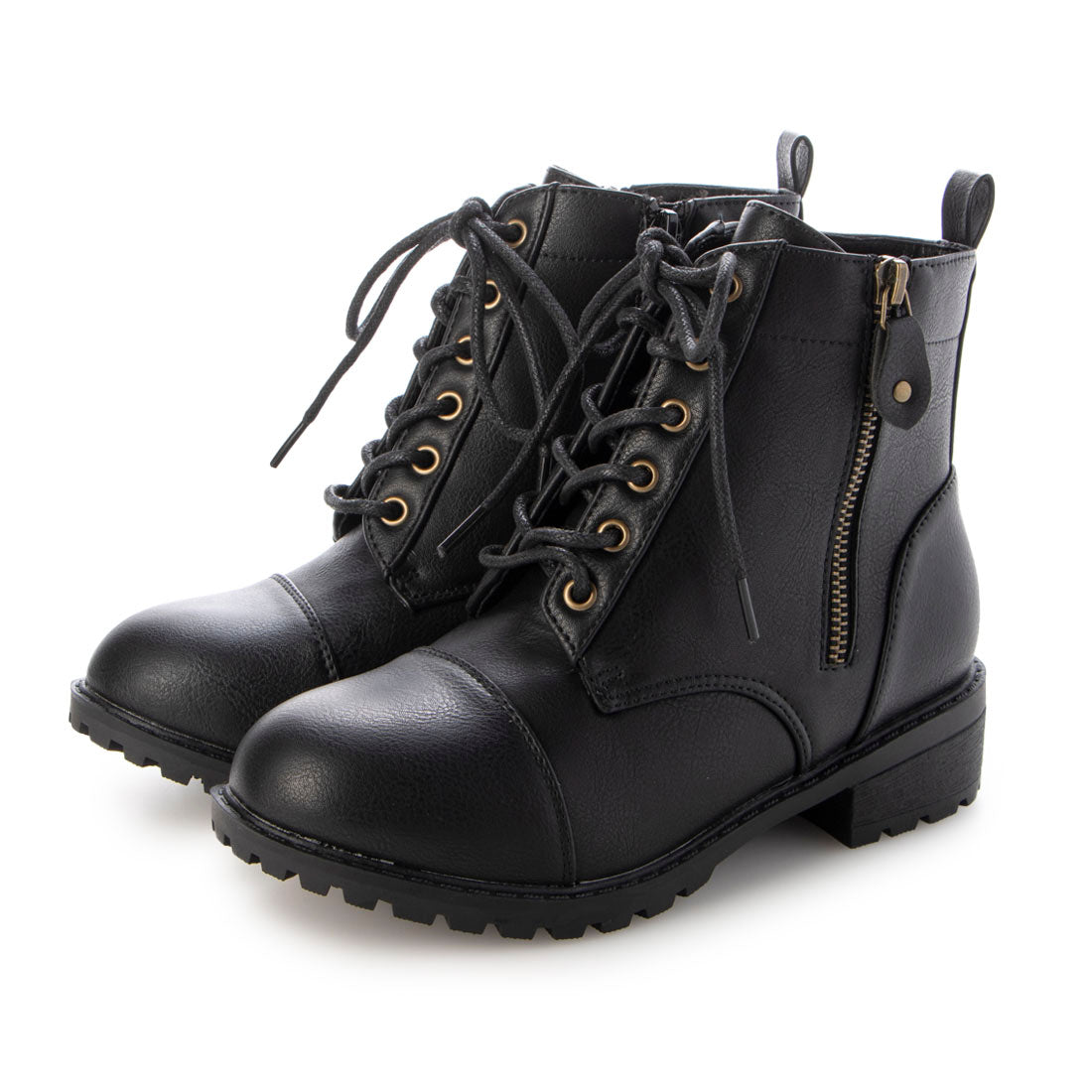 ル ソン Le son 防水レースアップショートブーツ,ブラック