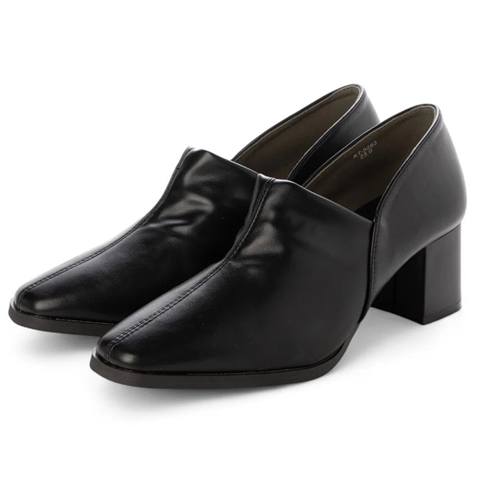 ル ソン Le son 【Le son/ル ソン】スクエアトゥショートブーティーパンプス (ブラック) ブラック