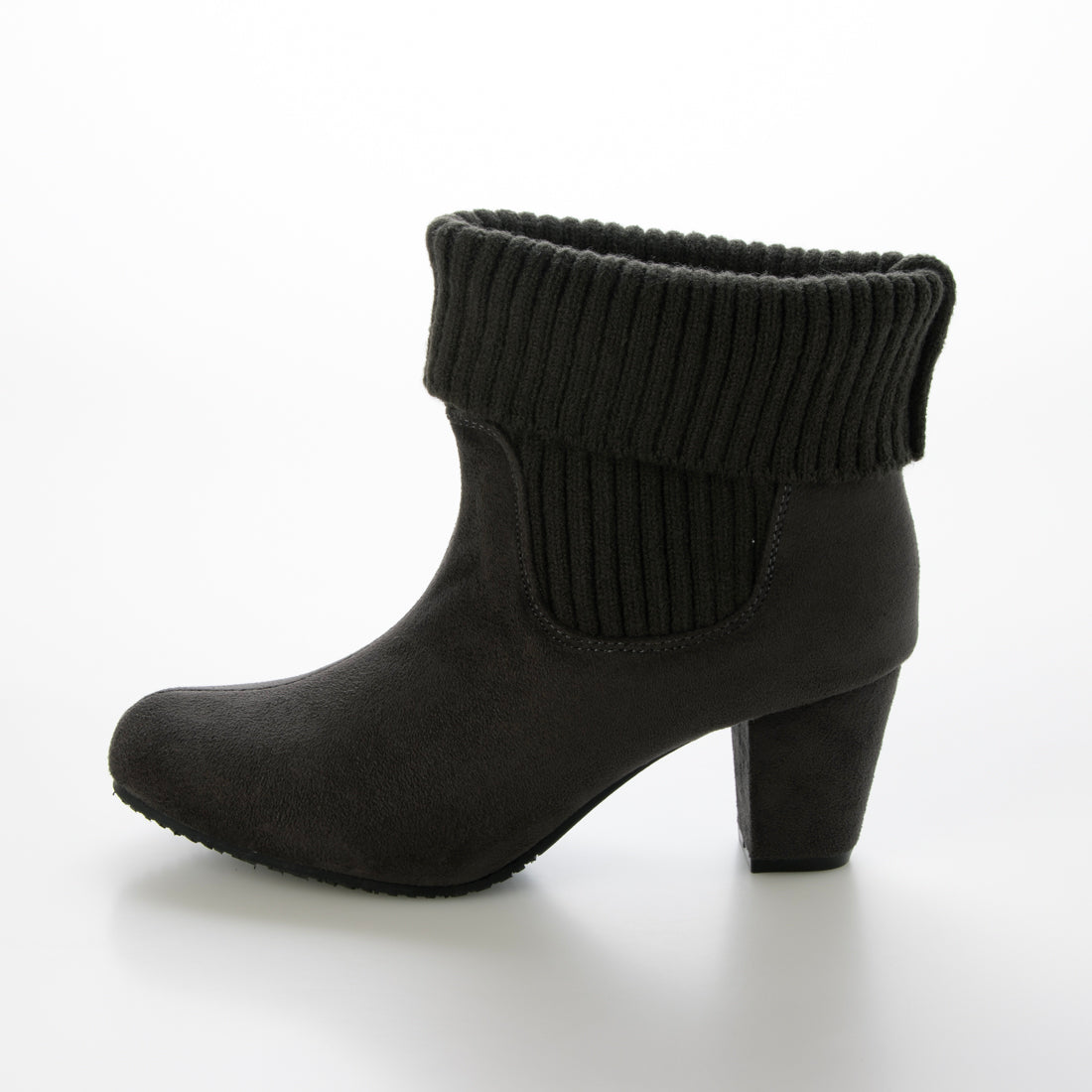 ル ソン Le son 【Le son/ル ソン】撥水加工ショートシンプル折り返しリブニットブーツ (グレー) グレー