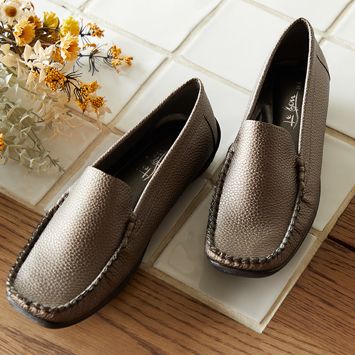 ル ソン Le son レザー調モカシン ドライビングサブリナシューズ (ガンメタ) ガンメタ