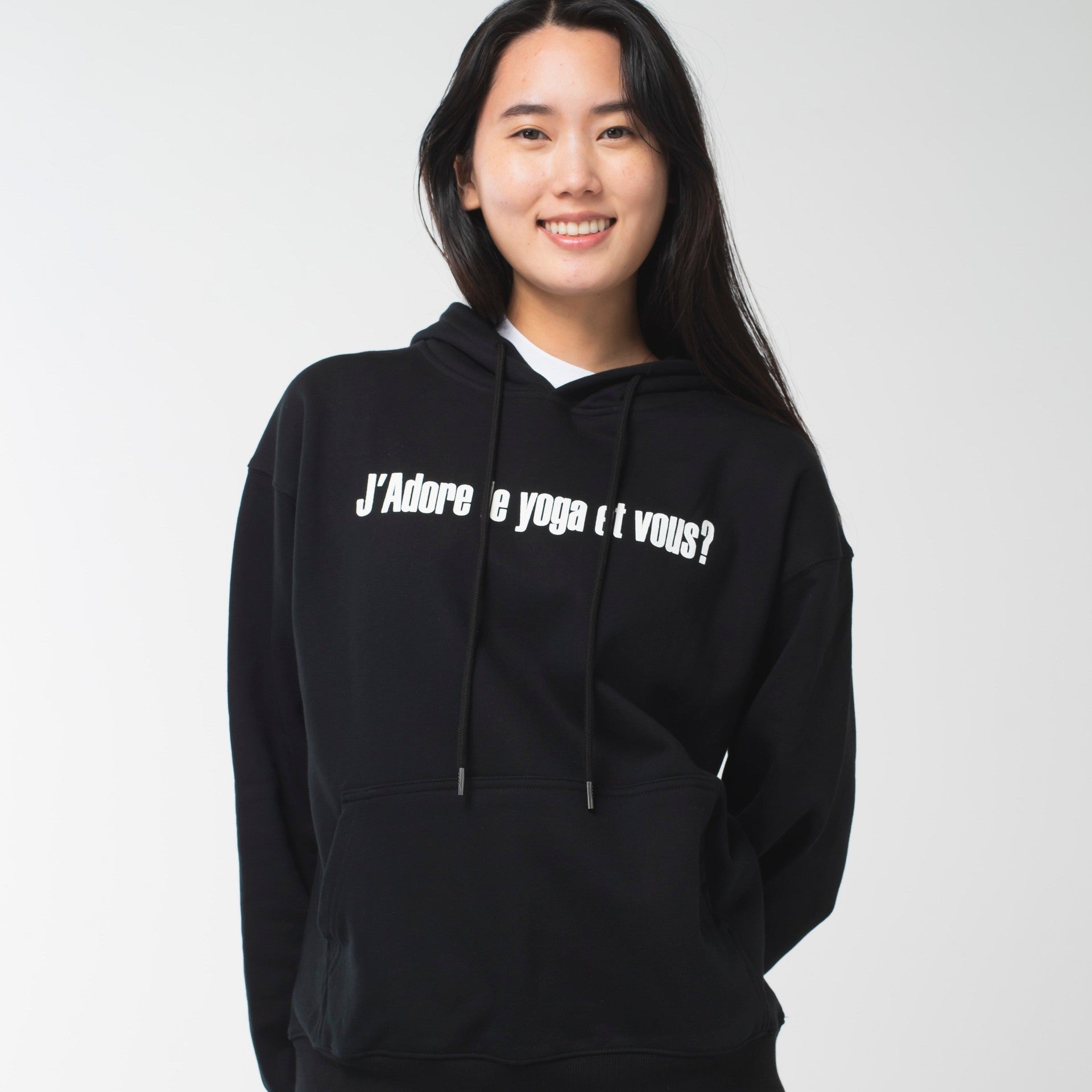 ロングライフアンドハピネス Longlife & Happiness I love yoga コットン オーバーサイズ フーディー （BLACK） ロングライフアンドハピネス Longlife & Happiness I love yoga