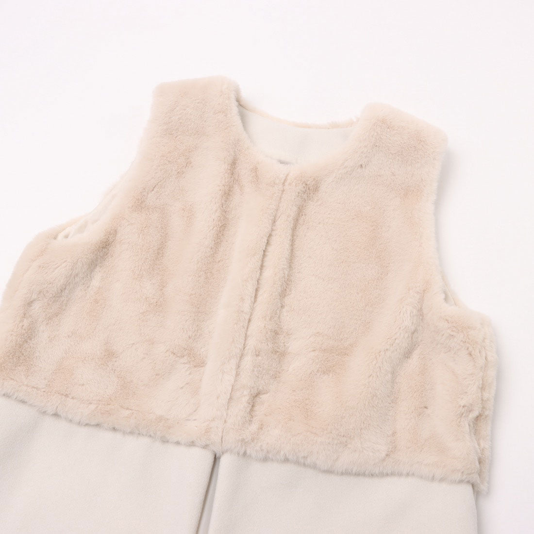 ラリベルテ Laliberte フェイクファー切替ロングジレ (モカ) モカ