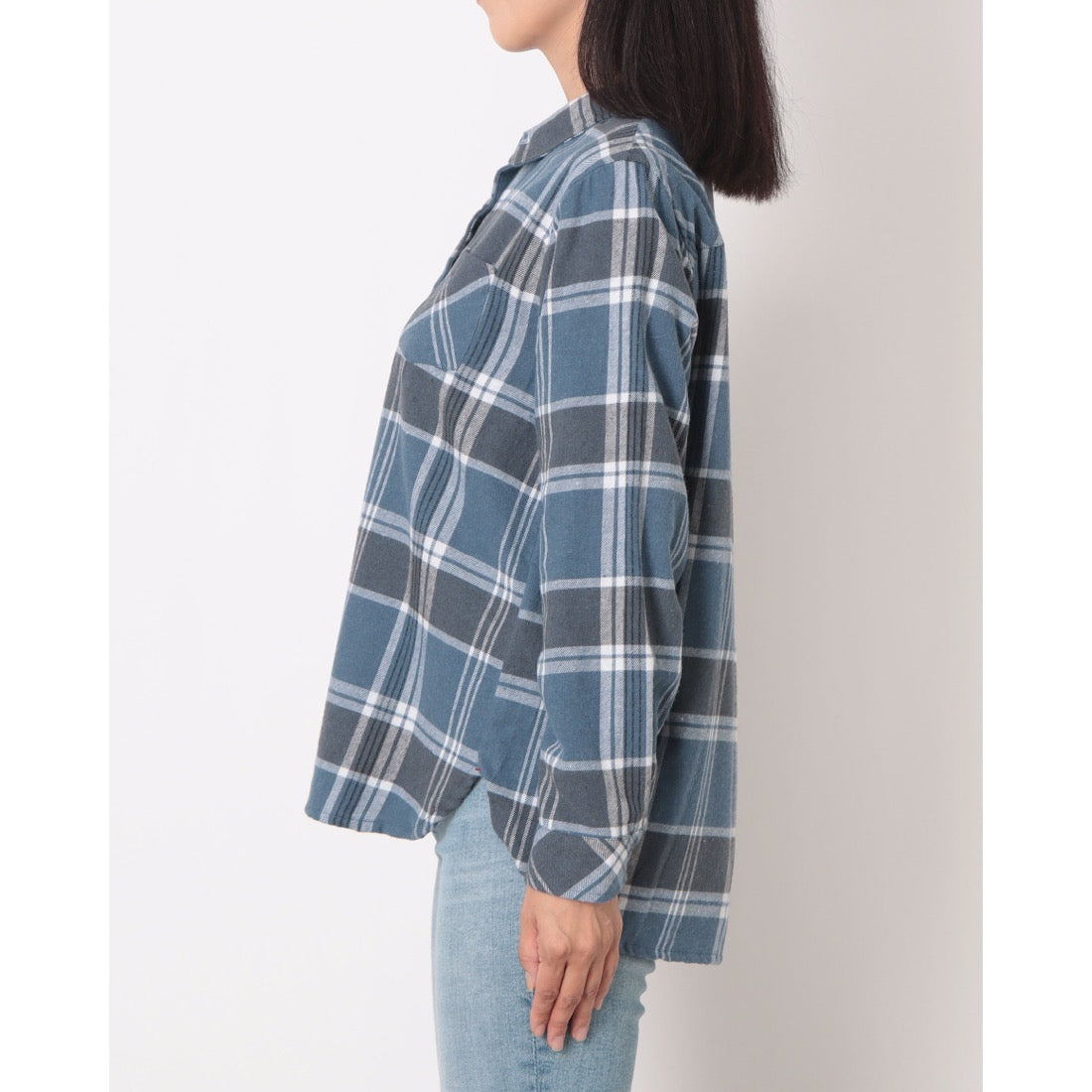 ラリベルテ Laliberte 丸襟シャツ (チャ系格子) チャ系格子