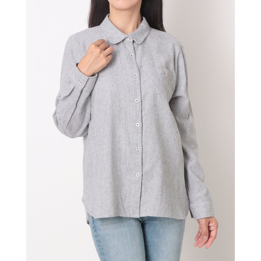 ラリベルテ Laliberte 丸襟シャツ (グレー) グレー