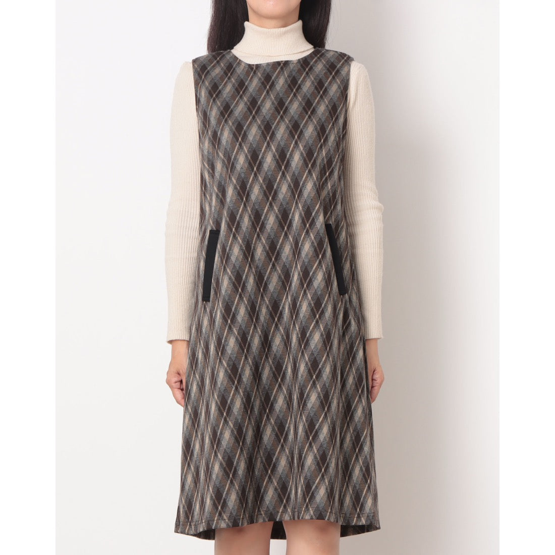 ラリベルテ Laliberte ジャガードニットダイヤ柄ワンピース (チャ) チャ