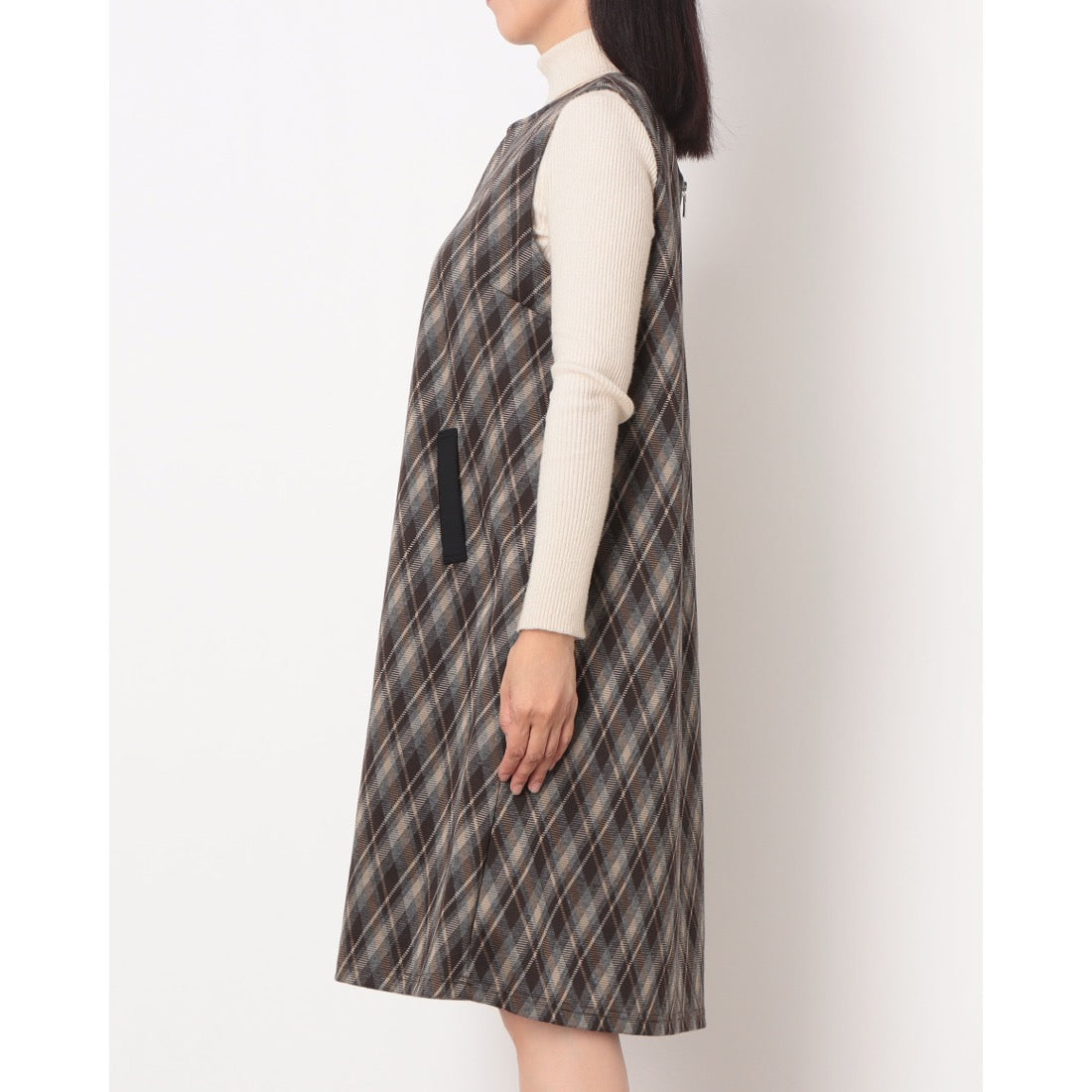 ラリベルテ Laliberte ジャガードニットダイヤ柄ワンピース (チャ) チャ