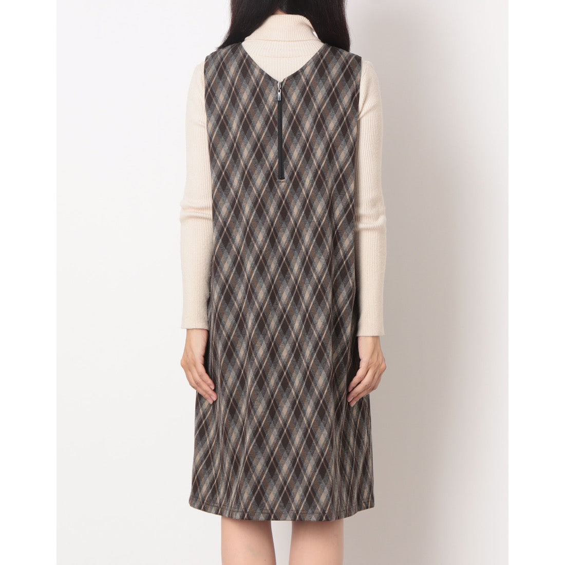 ラリベルテ Laliberte ジャガードニットダイヤ柄ワンピース (チャ) チャ