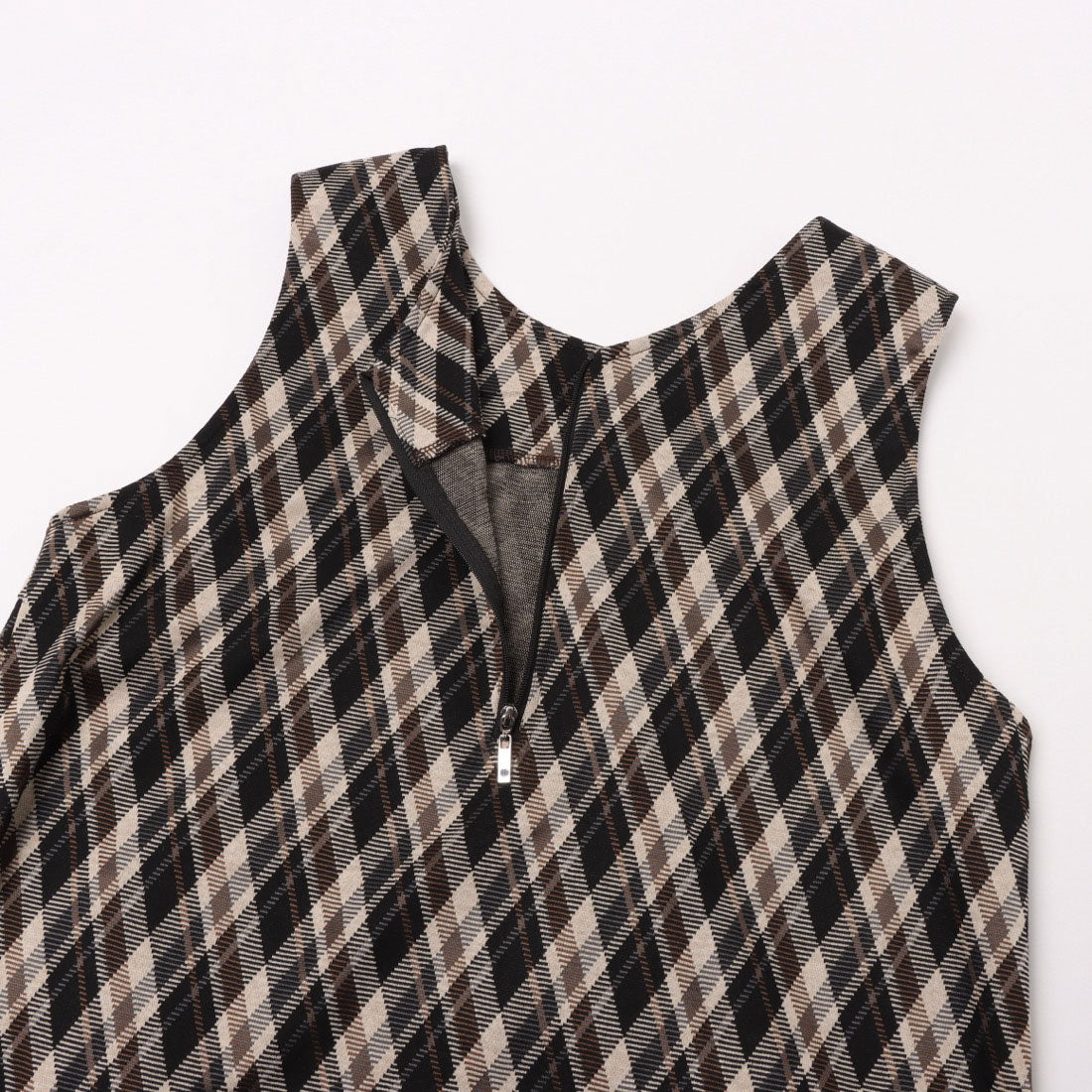 ラリベルテ Laliberte ジャガードニットダイヤ柄ワンピース (チャ) チャ