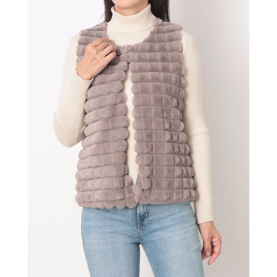 ラリベルテ Laliberte フェイクファーベスト (グレー) グレー