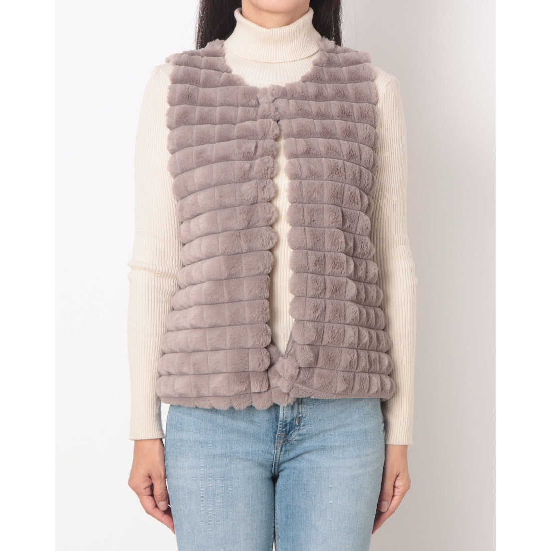 ラリベルテ Laliberte フェイクファーベスト (グレー) グレー