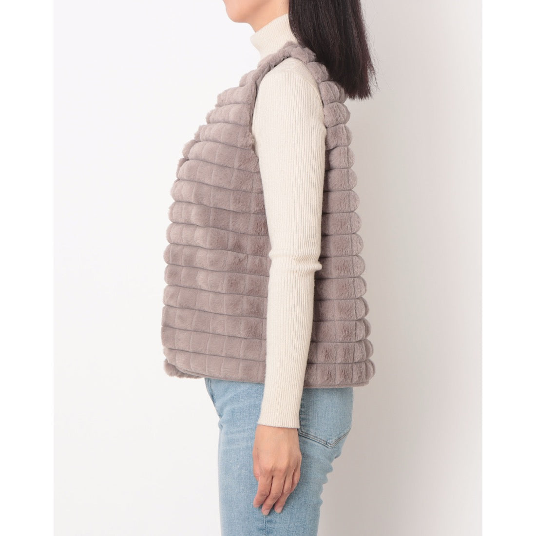 ラリベルテ Laliberte フェイクファーベスト (グレー) グレー