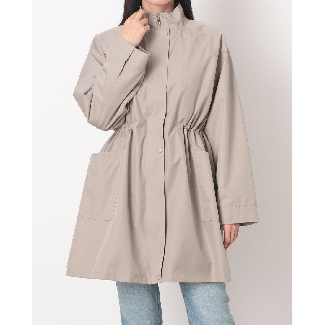 ラリベルテ Laliberte スタンドカラー裏付コート (ベージュ) ベージュ