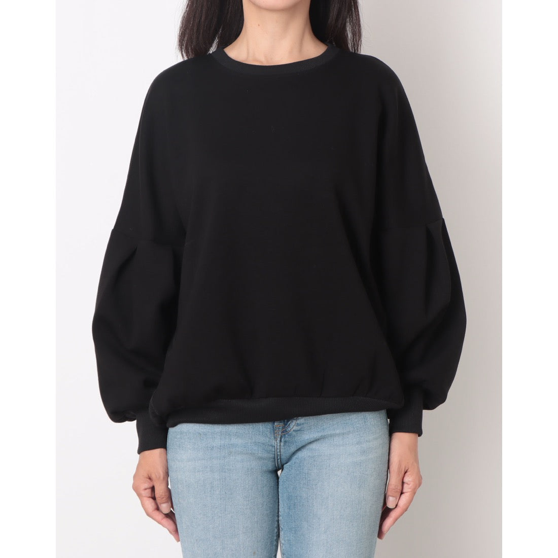 ラリベルテ Laliberte ニット×リブ切替タック袖Tシャツ (クロ) クロ