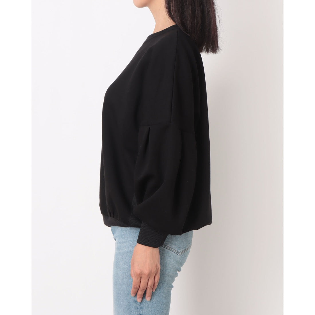 ラリベルテ Laliberte ニット×リブ切替タック袖Tシャツ (クロ) クロ