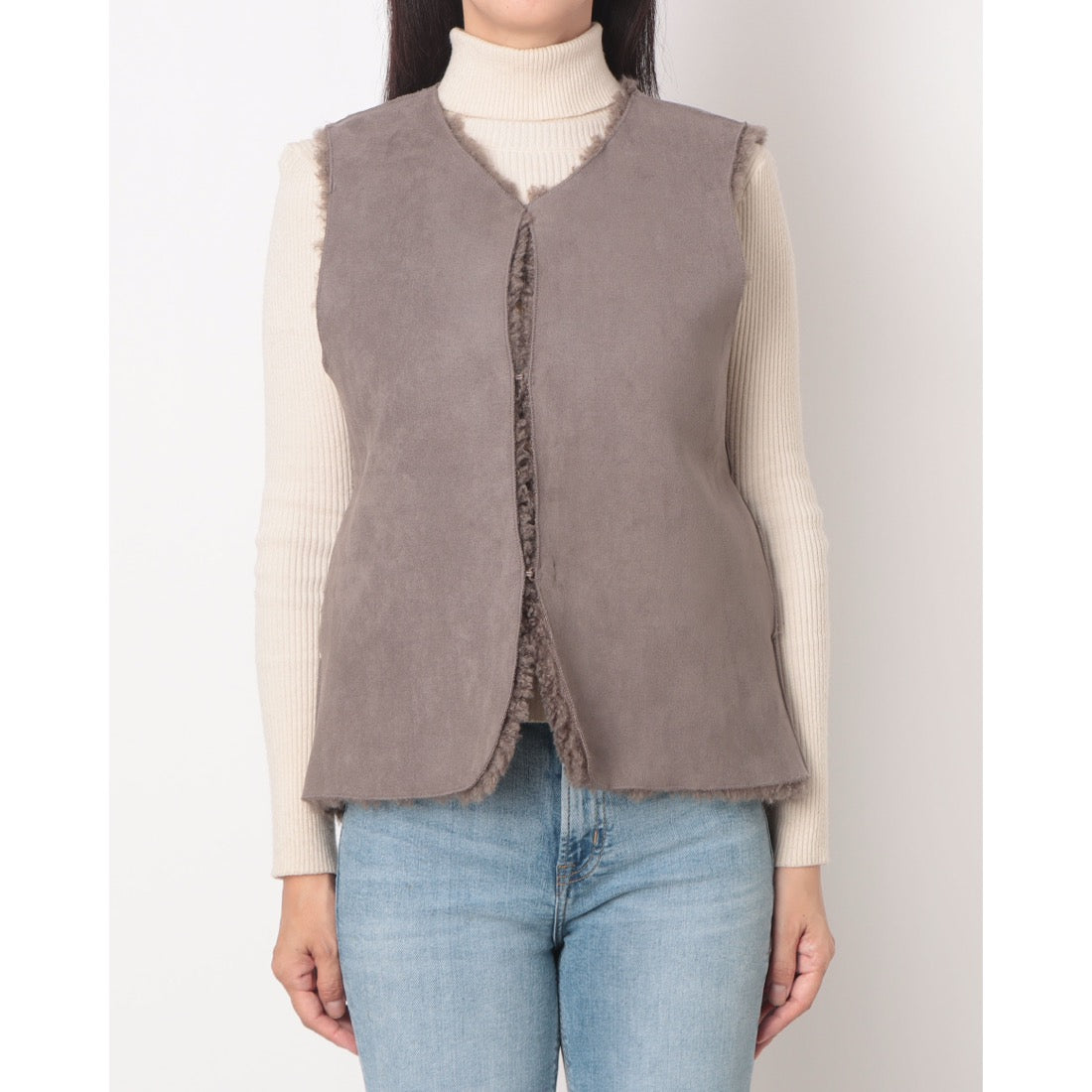 ラリベルテ Laliberte リバーシブルファーベスト (グレー) グレー