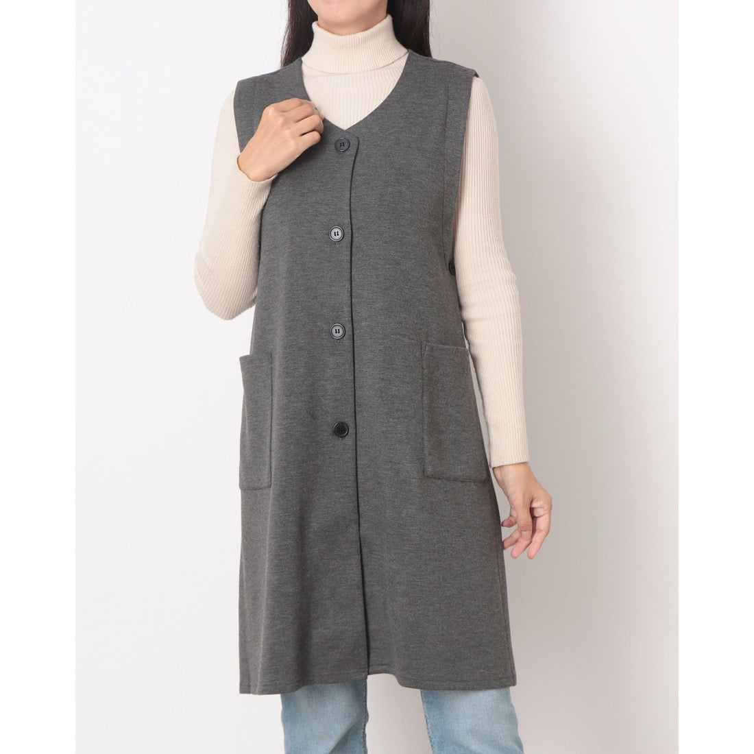 ラリベルテ Laliberte ボタン使いジレ (グレー) グレー