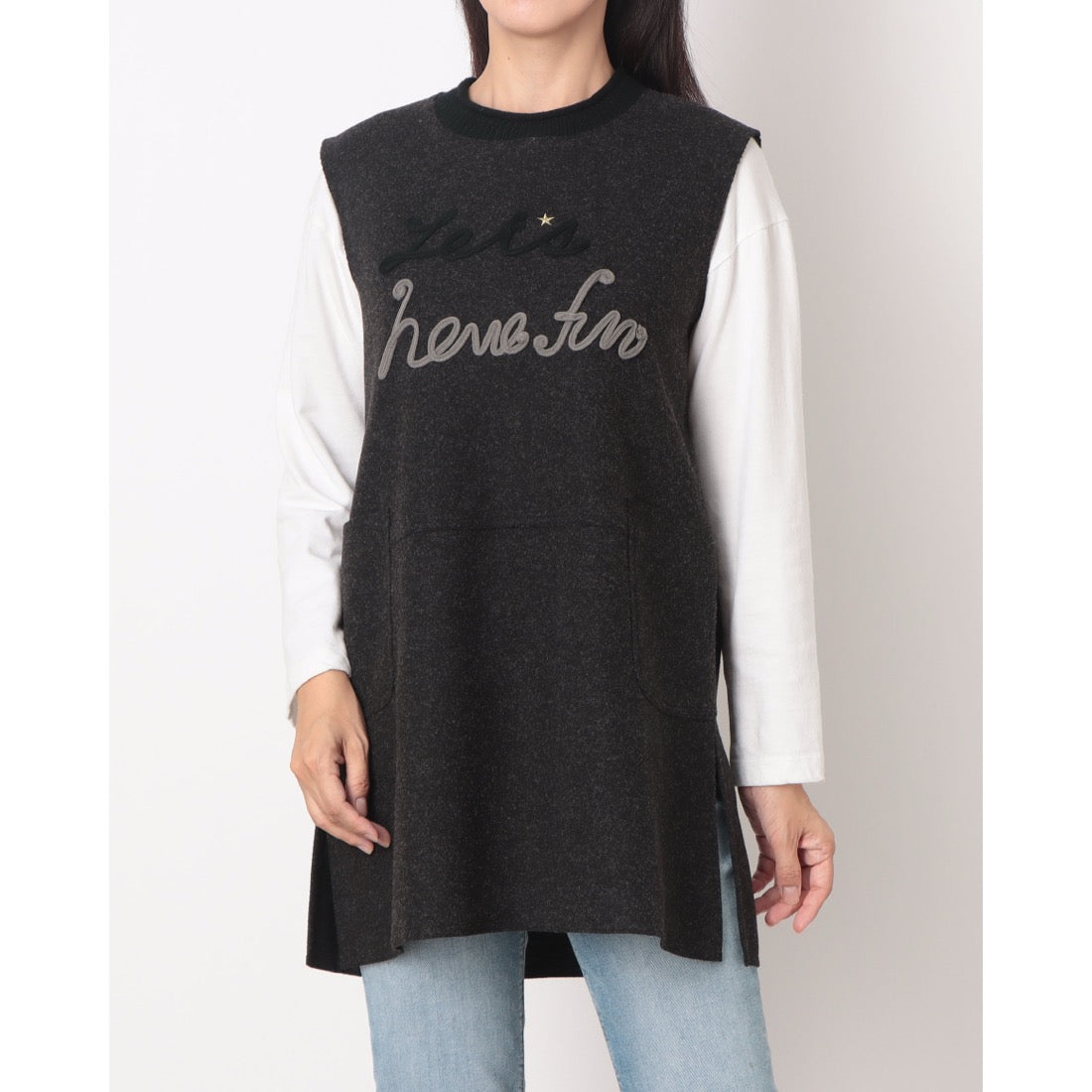 ラリベルテ Laliberte ニット切替チュニック (クロ) クロ