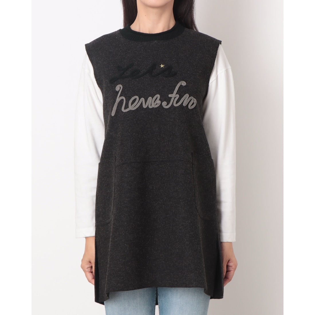 ラリベルテ Laliberte ニット切替チュニック (クロ) クロ