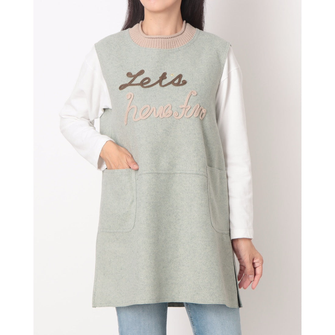 ラリベルテ Laliberte ニット切替チュニック (ミントグリーン) ミントグリーン