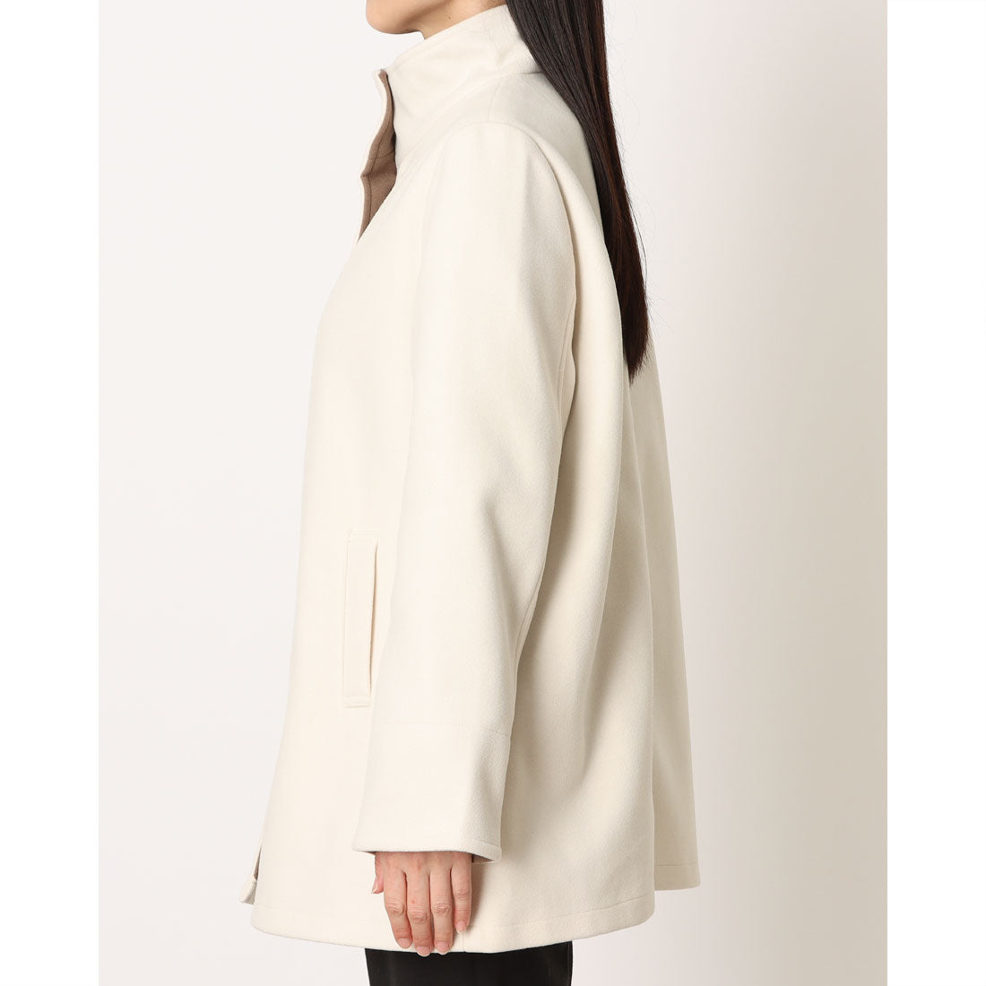 ラリベルテ Laliberte スタンドカラーハーフコート (アイボリー) アイボリー