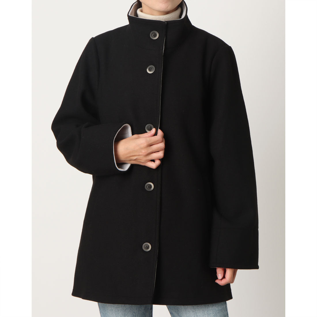 ラリベルテ Laliberte スタンドカラーハーフコート (クロ) クロ