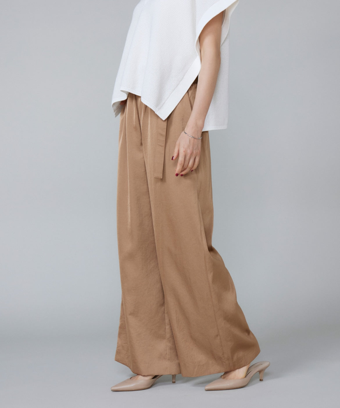 ルスーク Le Souk サテンワイドパンツ (モカチャ3) モカチャ3