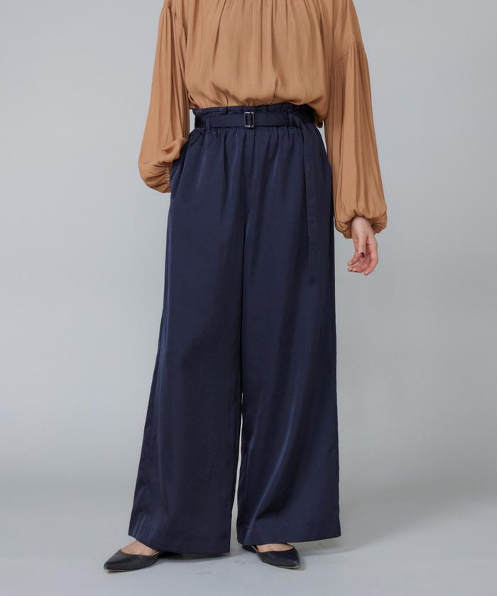 ルスーク Le Souk サテンワイドパンツ (モカチャ3) モカチャ3