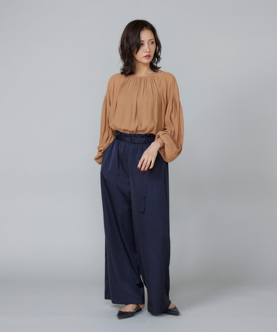 ルスーク Le Souk サテンワイドパンツ (モカチャ3) モカチャ3