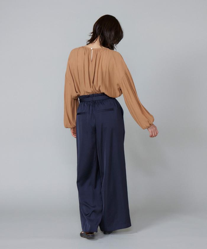 ルスーク Le Souk サテンワイドパンツ (モカチャ3) モカチャ3