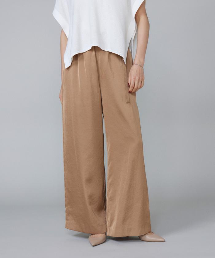 ルスーク Le Souk サテンワイドパンツ (モカチャ3) モカチャ3